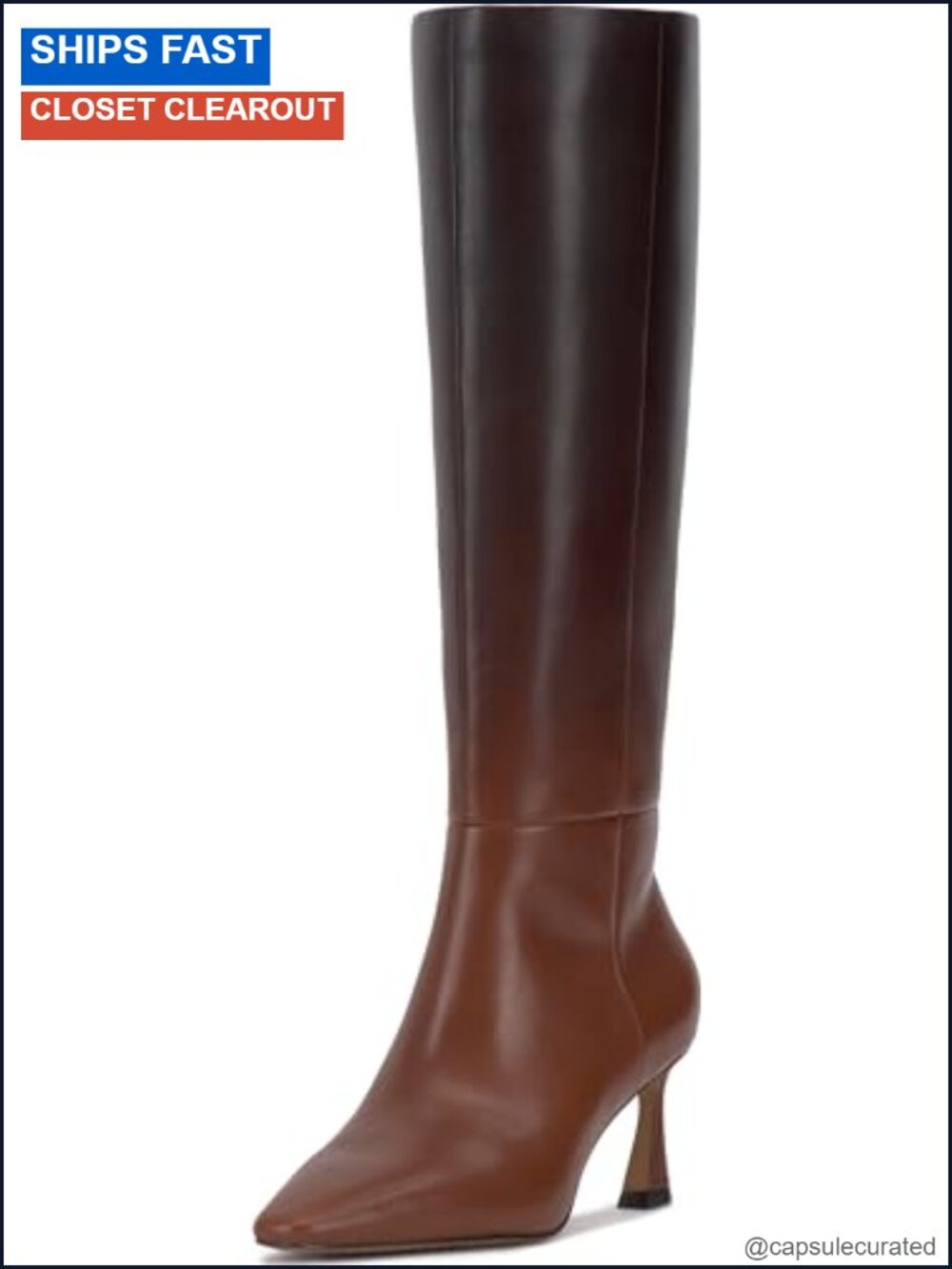 Vince Camuto Sutton Leather Knee-High Equestrian Boots Pointed Toe Flare Heel